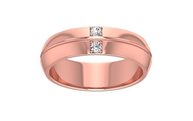 Knife Edge Two Stone Round Cut Wedding Band 3dm STL OBJ FBX 3D print model