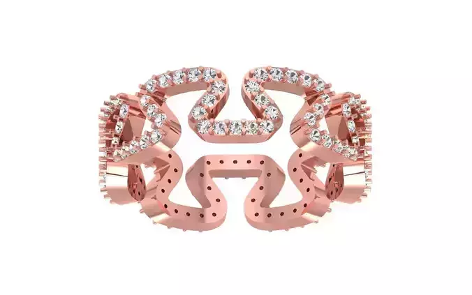 Round Diamond Women Wedding Band 3dm STL OBJ FBX Render Details