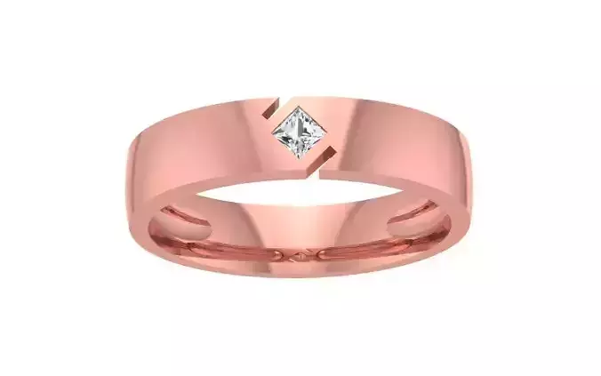 Solitaire Princess Cut Diamond Women Wedding Band 3dm STL OBJ 