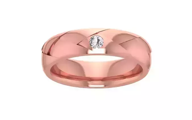 Flush Set Round Diamond Solitaire Wedding Band 3dm STL OBJ FBX 