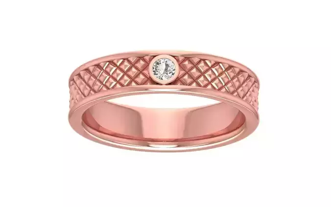 Solitaire Bezel Set Round Diamond Wedding Band 3dm STL OBJ FBX 