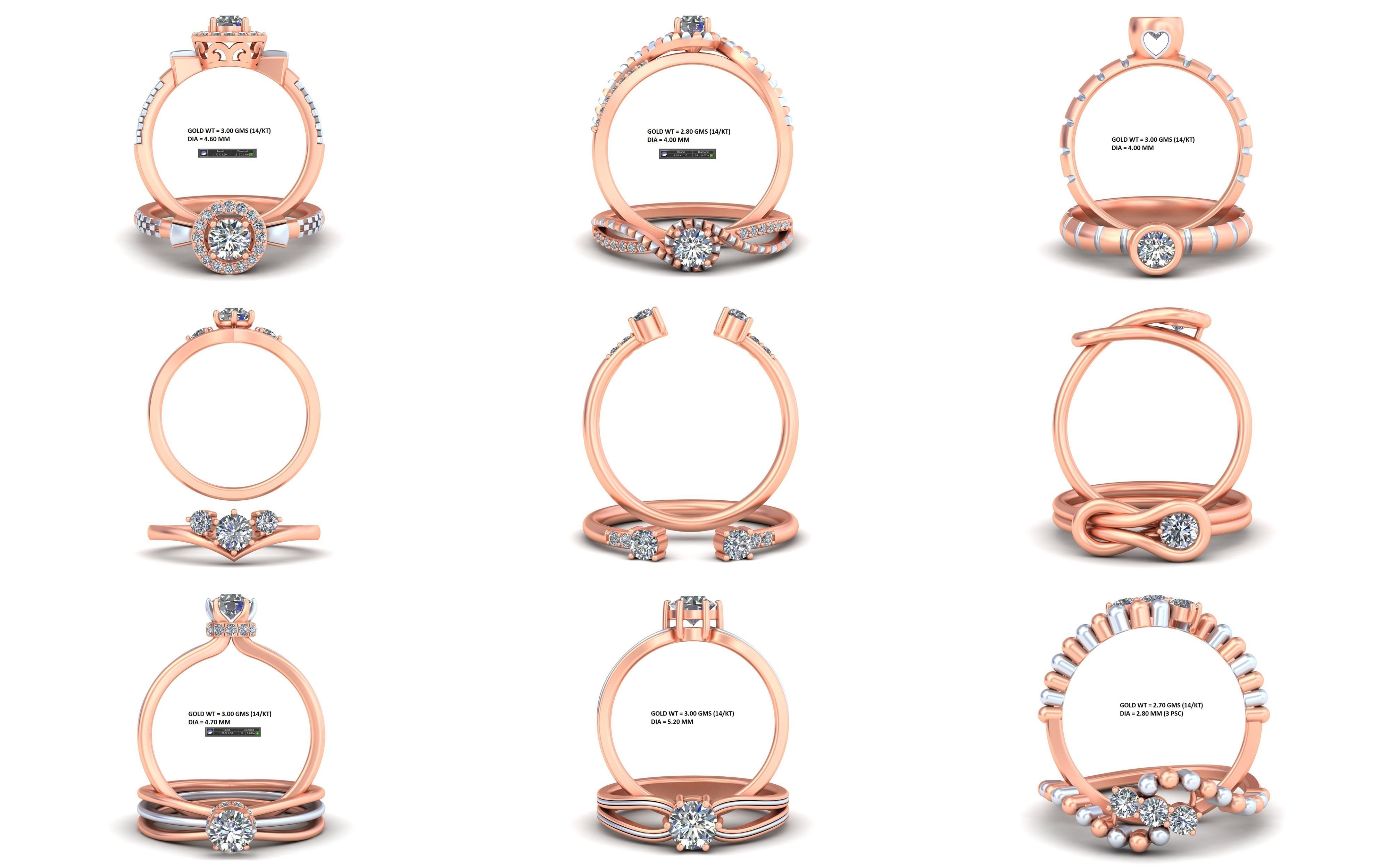 Mega 36 Rings For Women With Stylish And Classic New Design 3D Model Collection_3