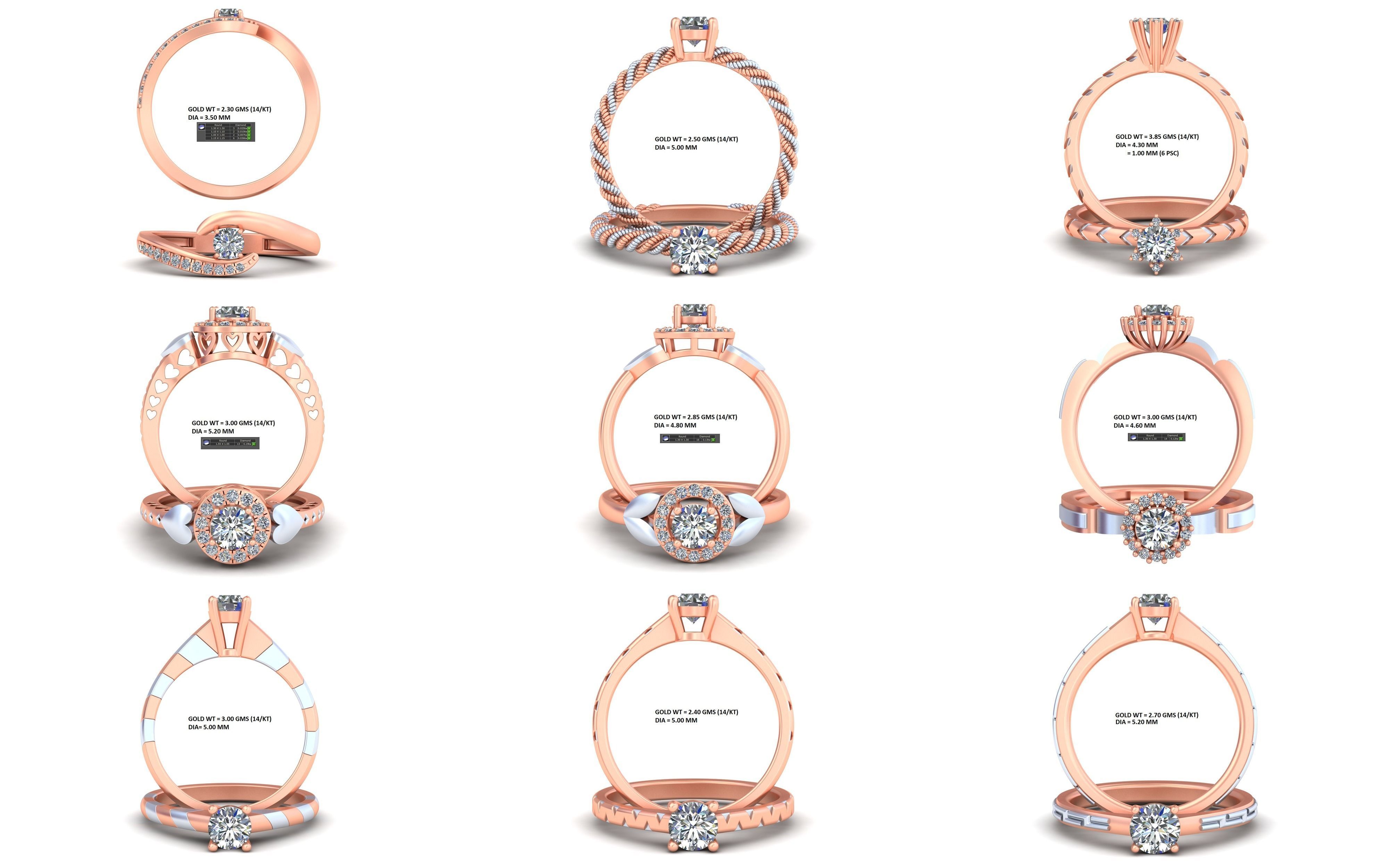 Mega 36 Rings For Women With Stylish And Classic New Design 3D Model Collection_1