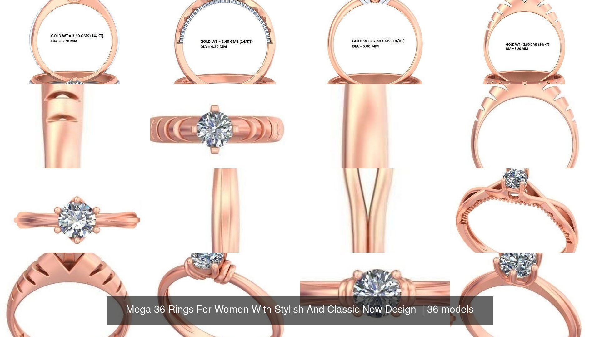 Mega 36 Rings For Women With Stylish And Classic New Design 3D Model Collection_14