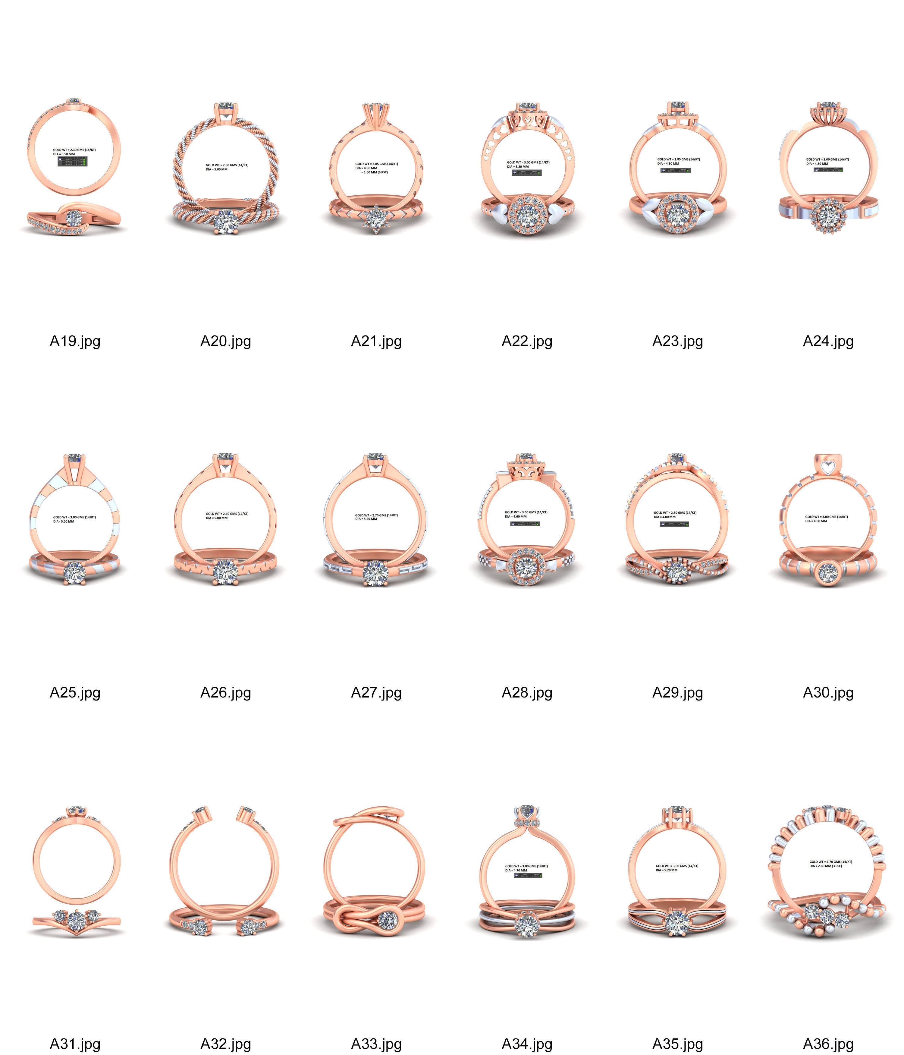 Mega 36 Rings For Women With Stylish And Classic New Design 3D Model Collection_5