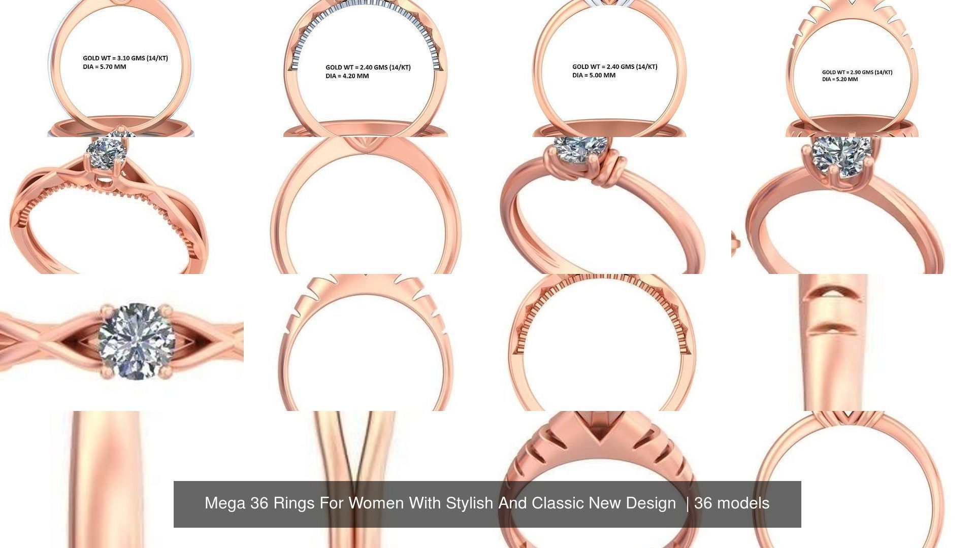 Mega 36 Rings For Women With Stylish And Classic New Design 3D Model Collection_12