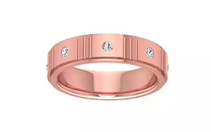 Round Cut Flush Setting Women Wedding Band 3dm STL OBJ FBX