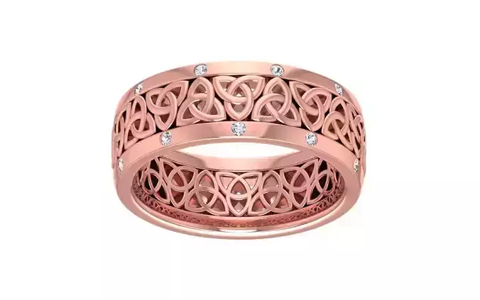 Round Diamond Women Wedding Band 3dm STL OBJ FBX Render Details