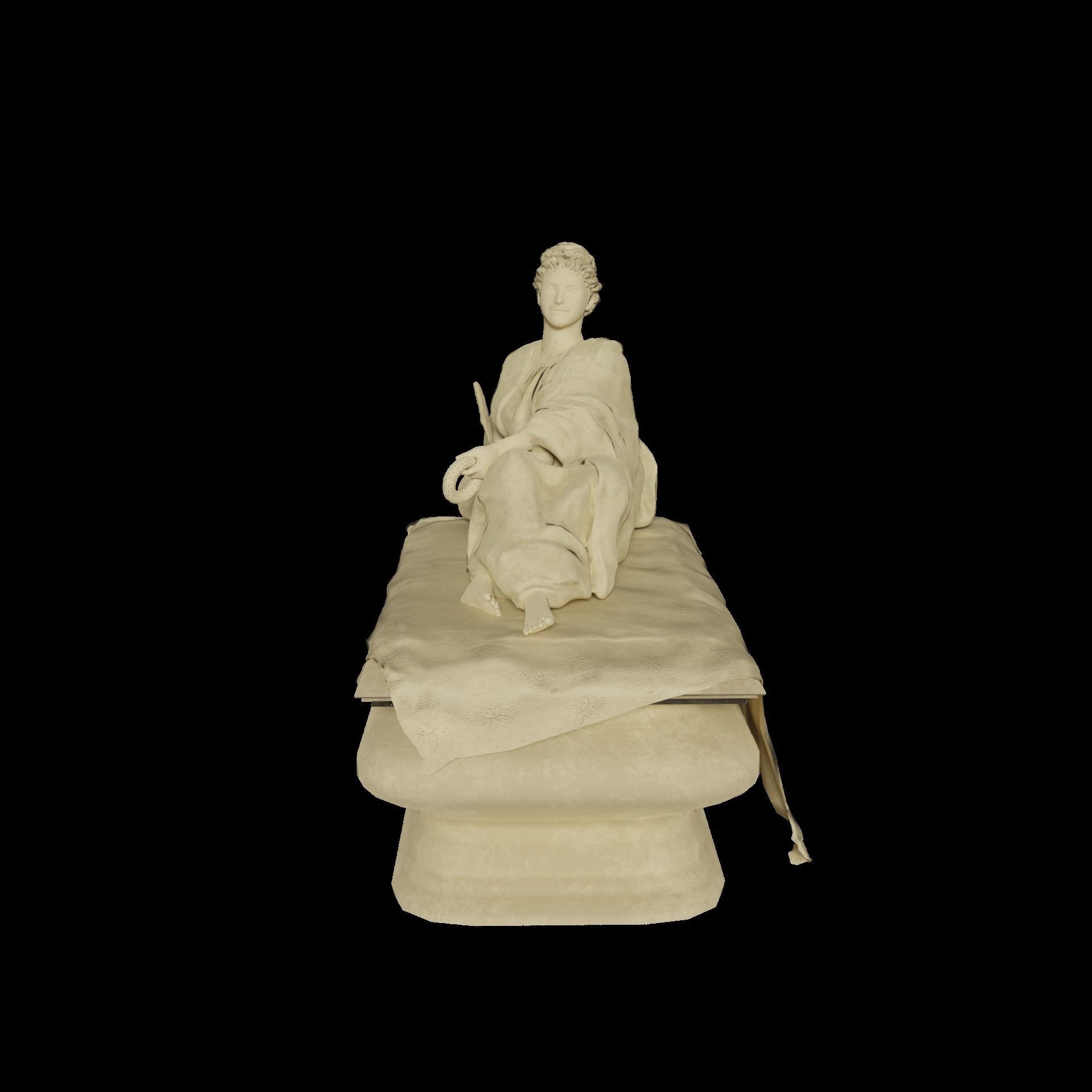 Statue of grieving woman Low-poly 3D model_6