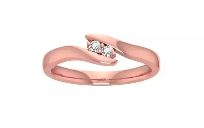 Two Stone Round Diamond Wedding Band 3dm STL OBJ FBX Render