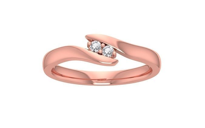 Two Stone Round Diamond Wedding Band 3dm STL OBJ FBX Render 3D print model