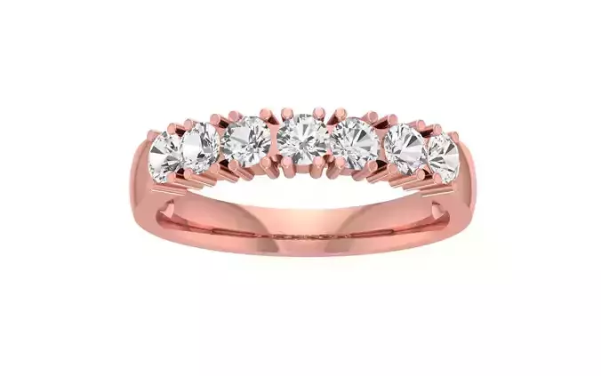 Seven Round Diamond Wedding Band 3dm STL OBJ FBX Render Details