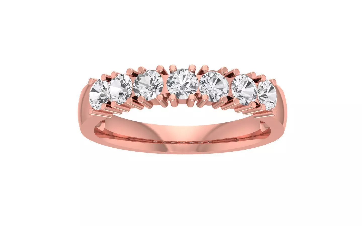 Seven Round Diamond Wedding Band 3dm STL OBJ FBX Render Details 3D print model_0