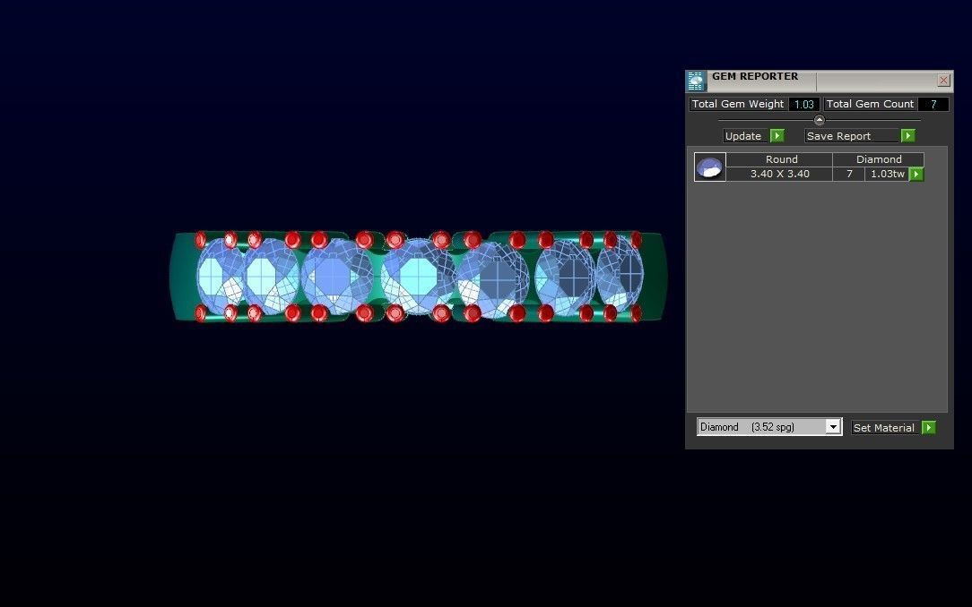 Seven Round Diamond Wedding Band 3dm STL OBJ FBX Render Details 3D print model_3