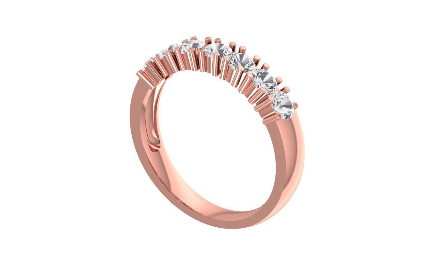 Seven Round Diamond Wedding Band 3dm STL OBJ FBX Render Details 3D print model_2