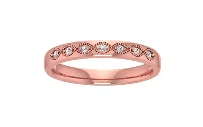 Milgrain Design Round Diamond Wedding Band 3dm STL OBJ FBX 