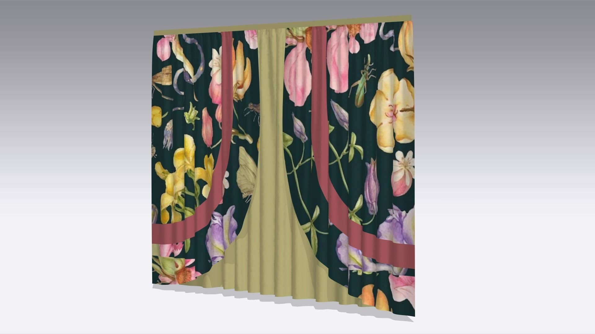 Curtain Low-poly 3D model_5