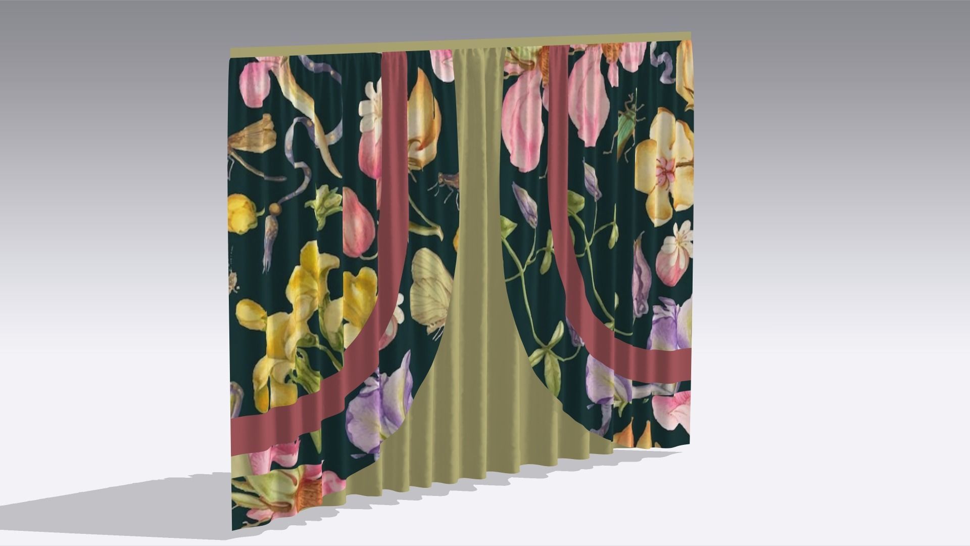 Curtain Low-poly 3D model_3