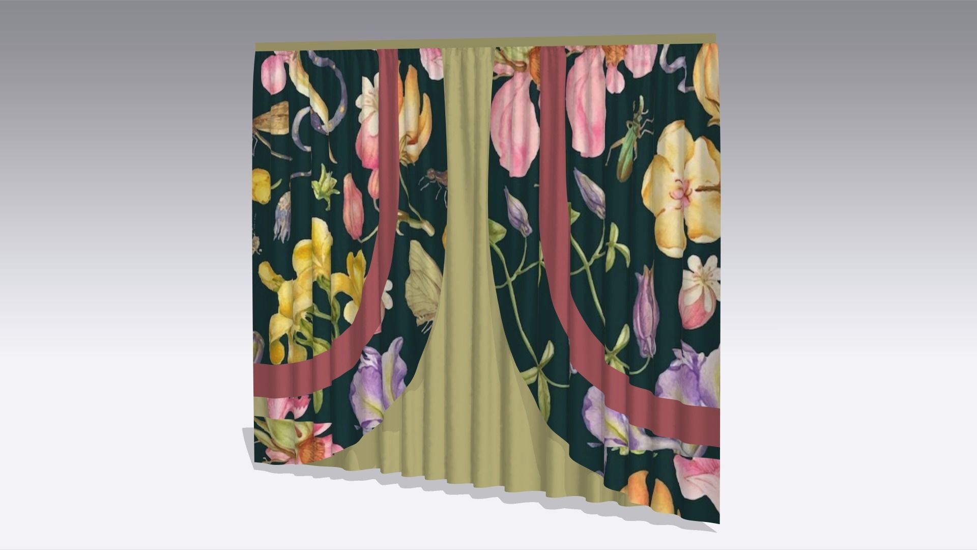 Curtain Low-poly 3D model_2
