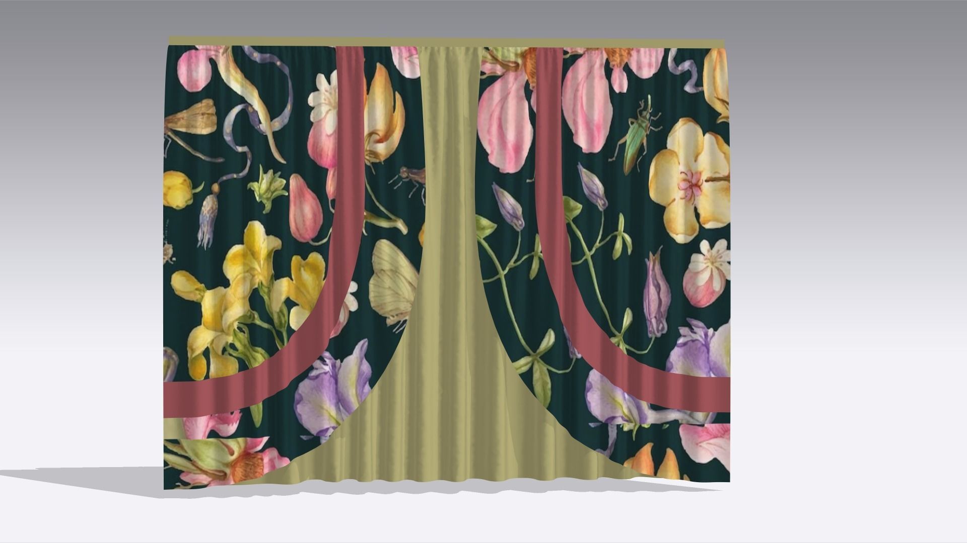 Curtain Low-poly 3D model_6