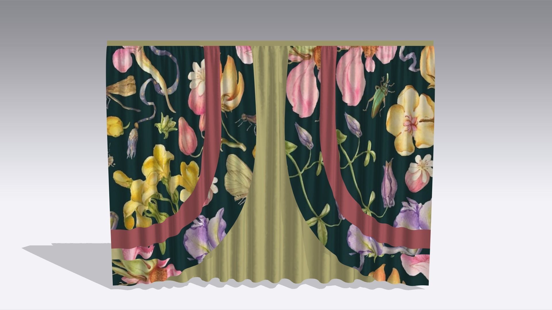 Curtain Low-poly 3D model_4