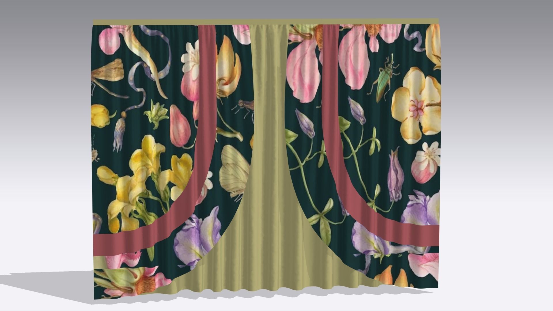 Curtain Low-poly 3D model_1