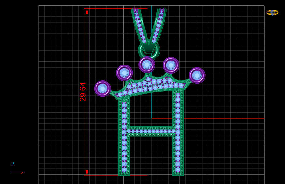 H letter pendant 3D print model_18