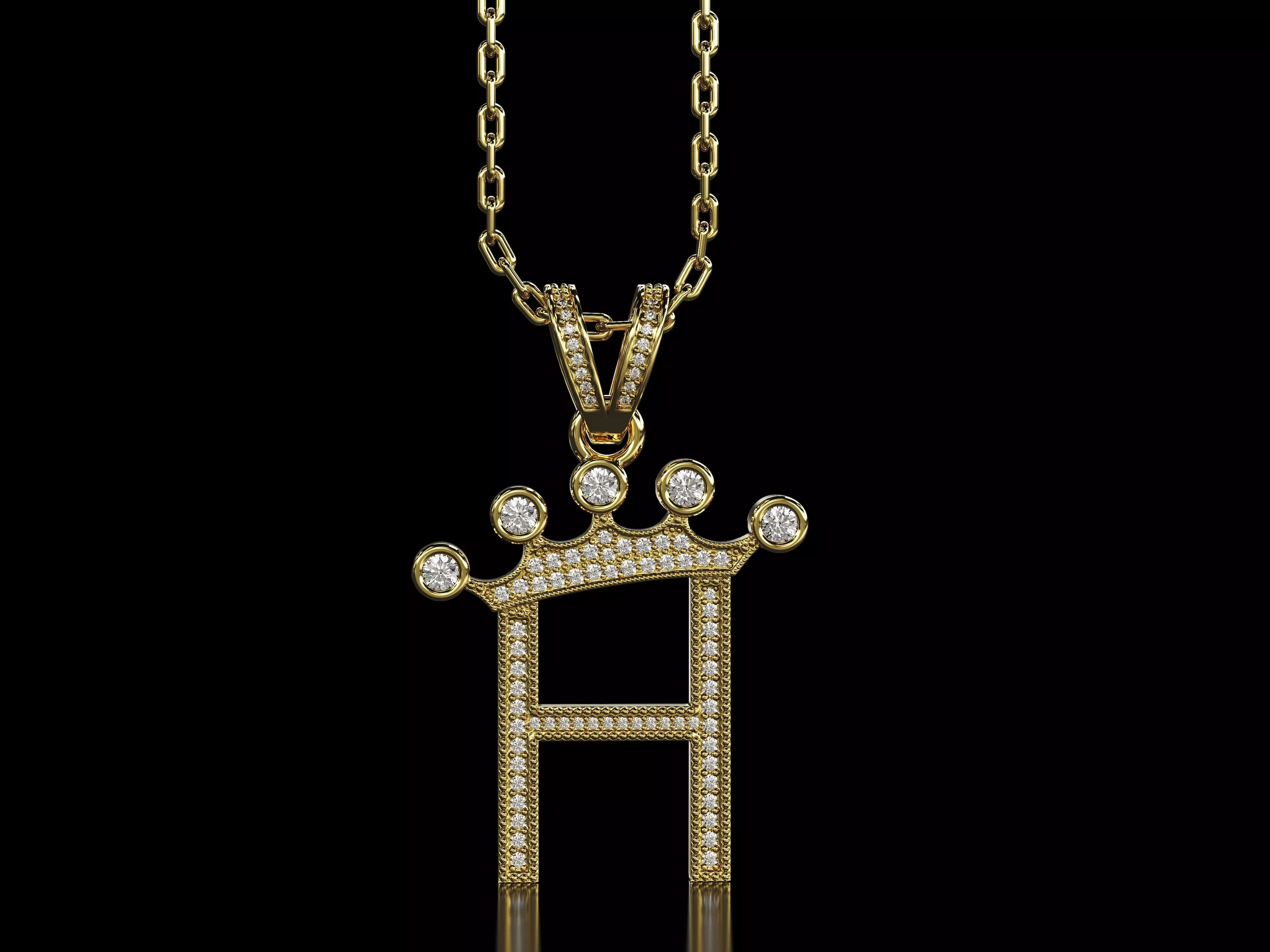 H letter pendant 3D print model_0