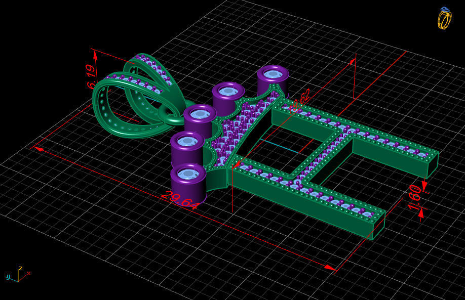 H letter pendant 3D print model_6