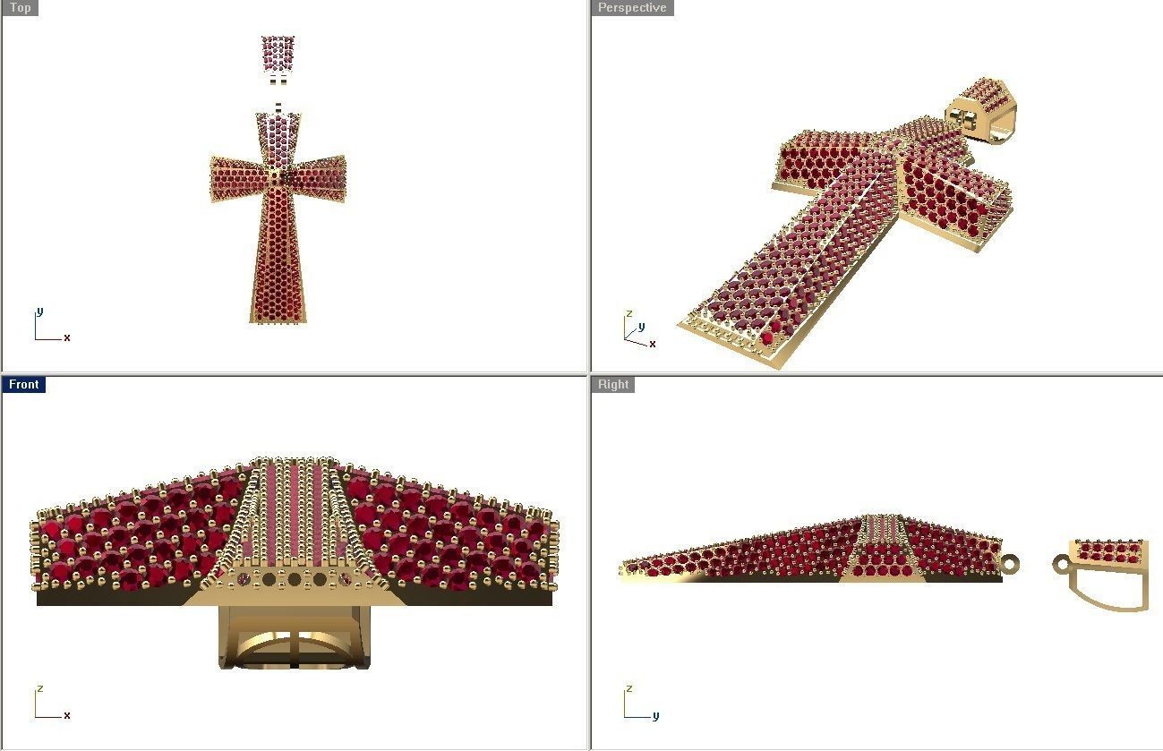 cross round diamond Pendent 01 3D print model_4