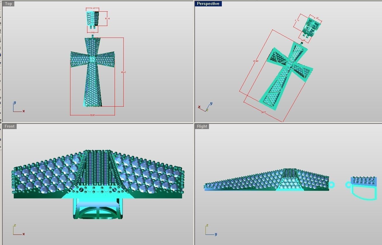 cross round diamond Pendent 01 3D print model_2