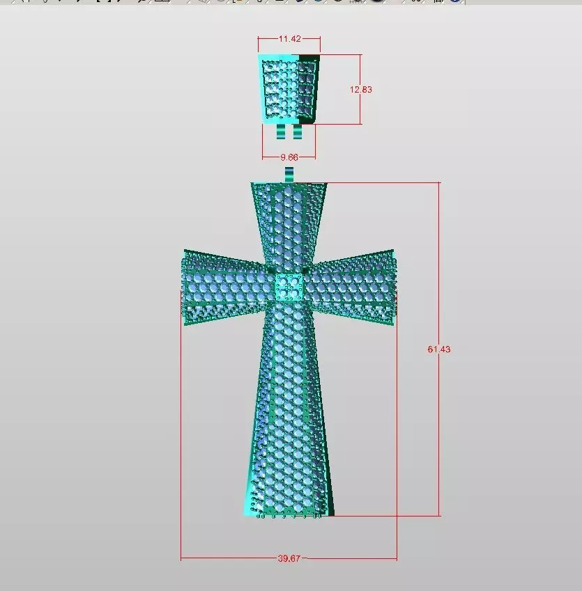 cross round diamond Pendent 01 3D print model_0