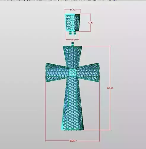 cross round diamond Pendent 01 3D print model
