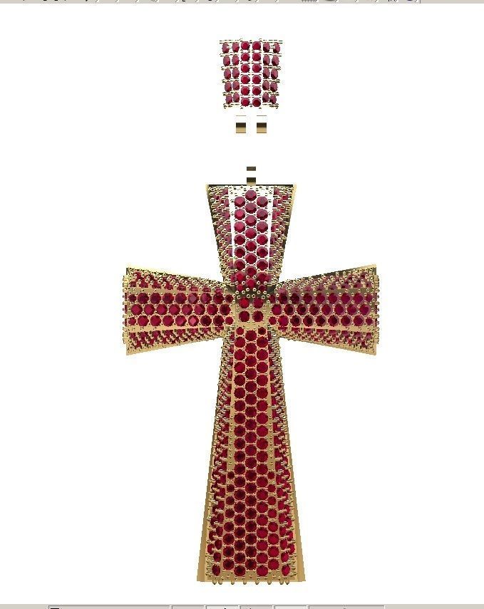 cross round diamond Pendent 01 3D print model_3