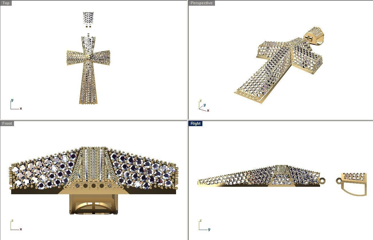 cross round diamond Pendent 01 3D print model_5