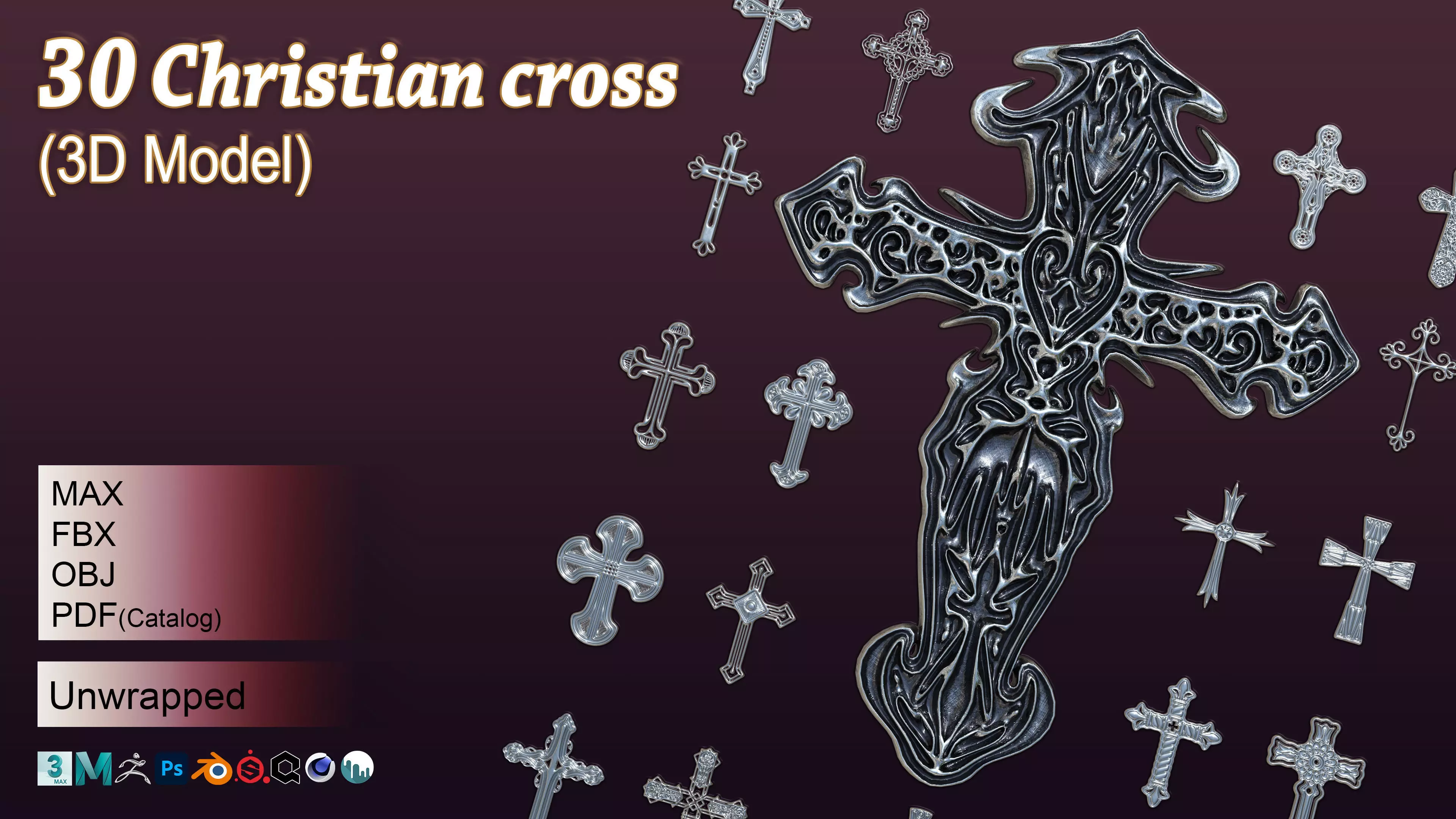 30 Christian cross 3D model Vol 3 3D model_0