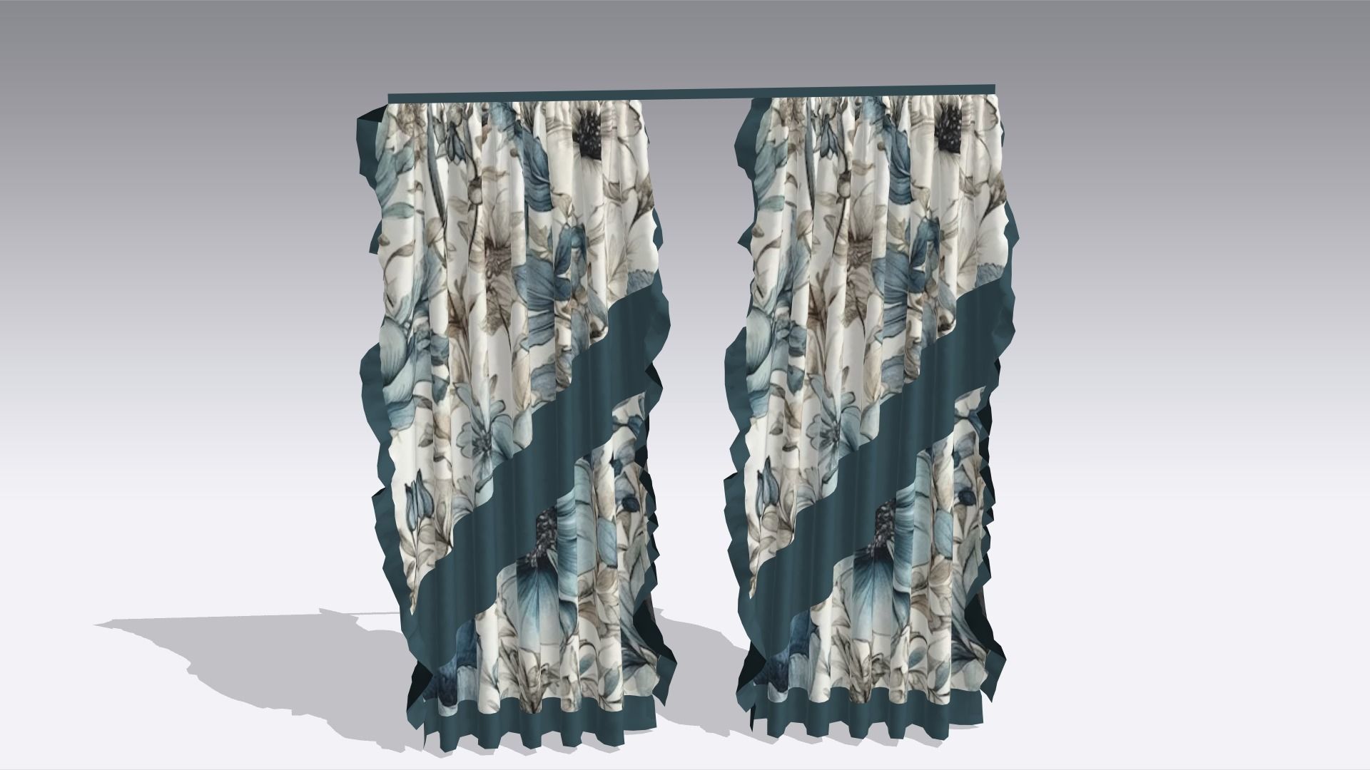 Curtain Low-poly 3D model_3