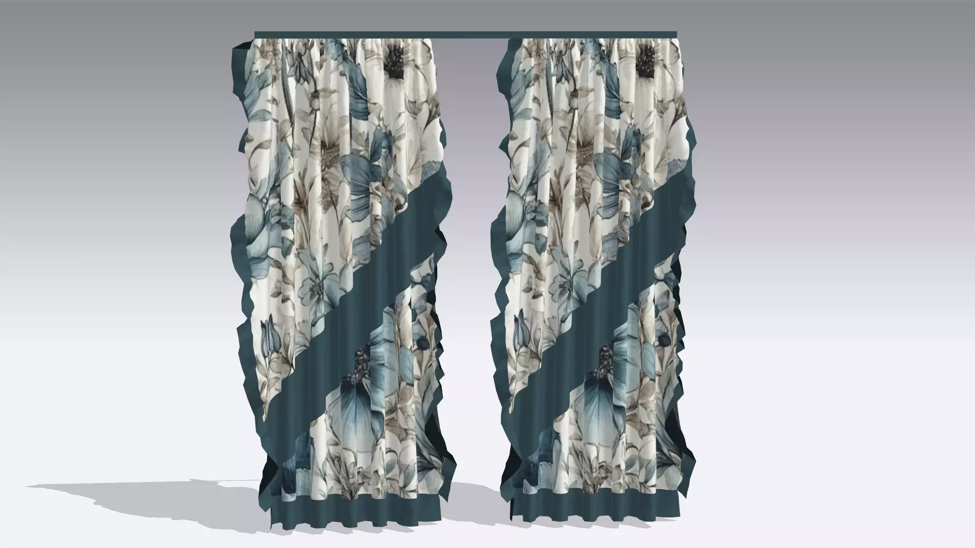 Curtain Low-poly 3D model_0