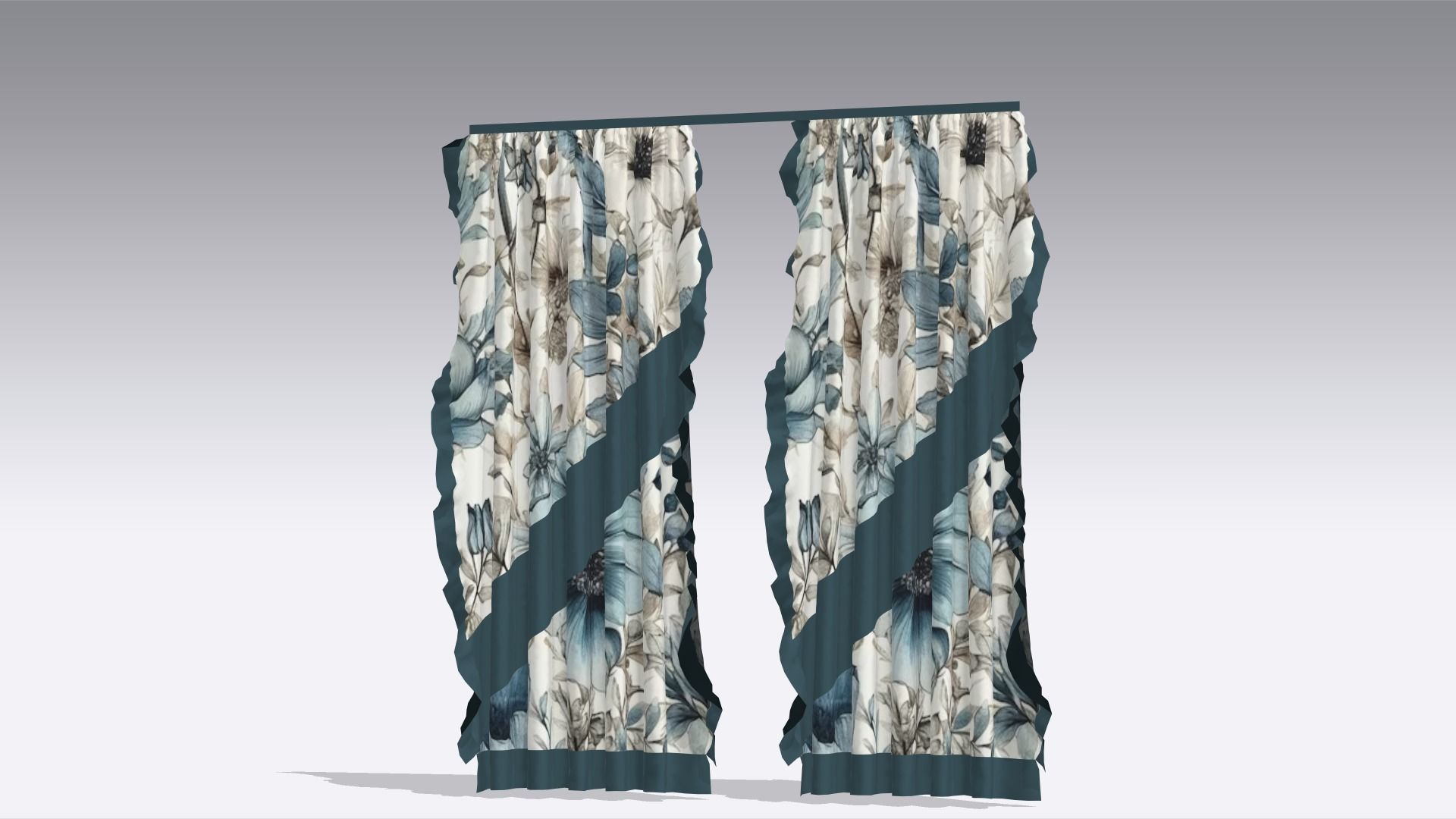 Curtain Low-poly 3D model_4