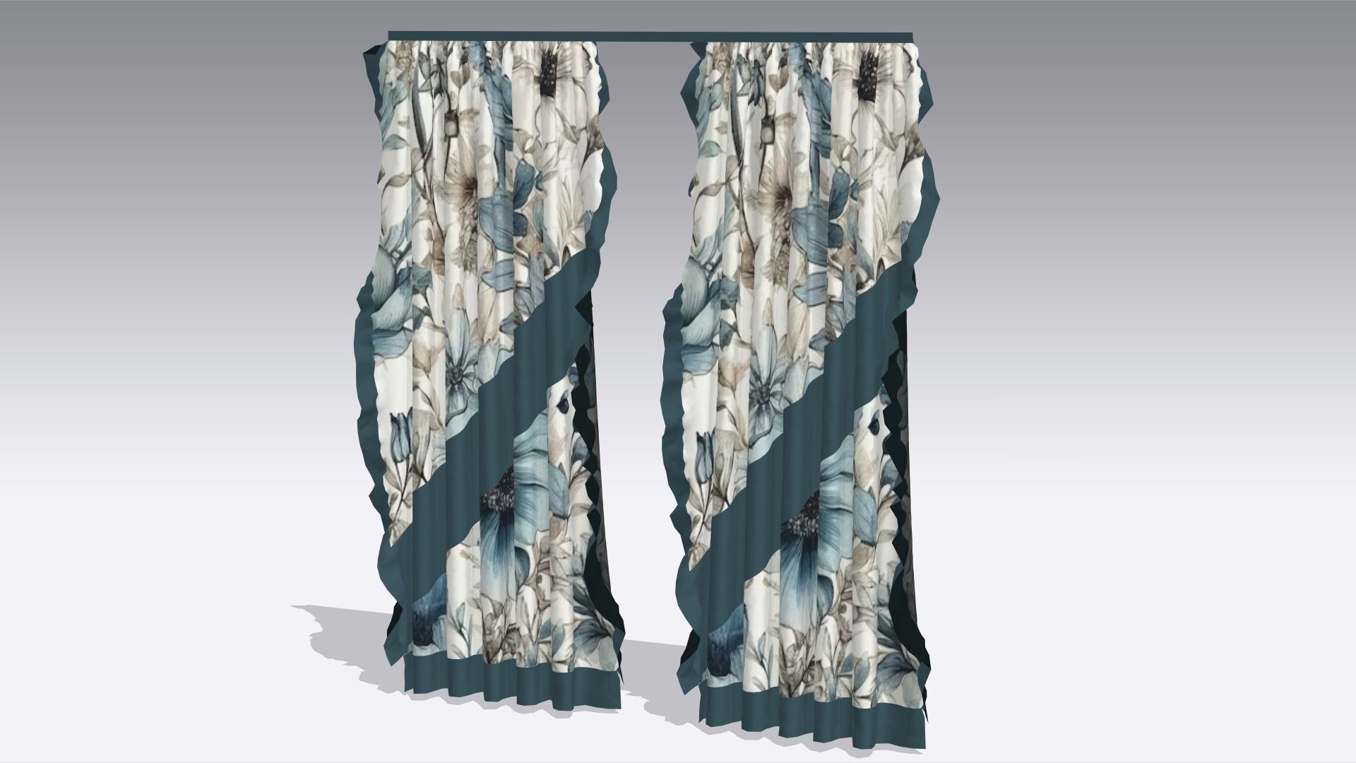 Curtain Low-poly 3D model_1