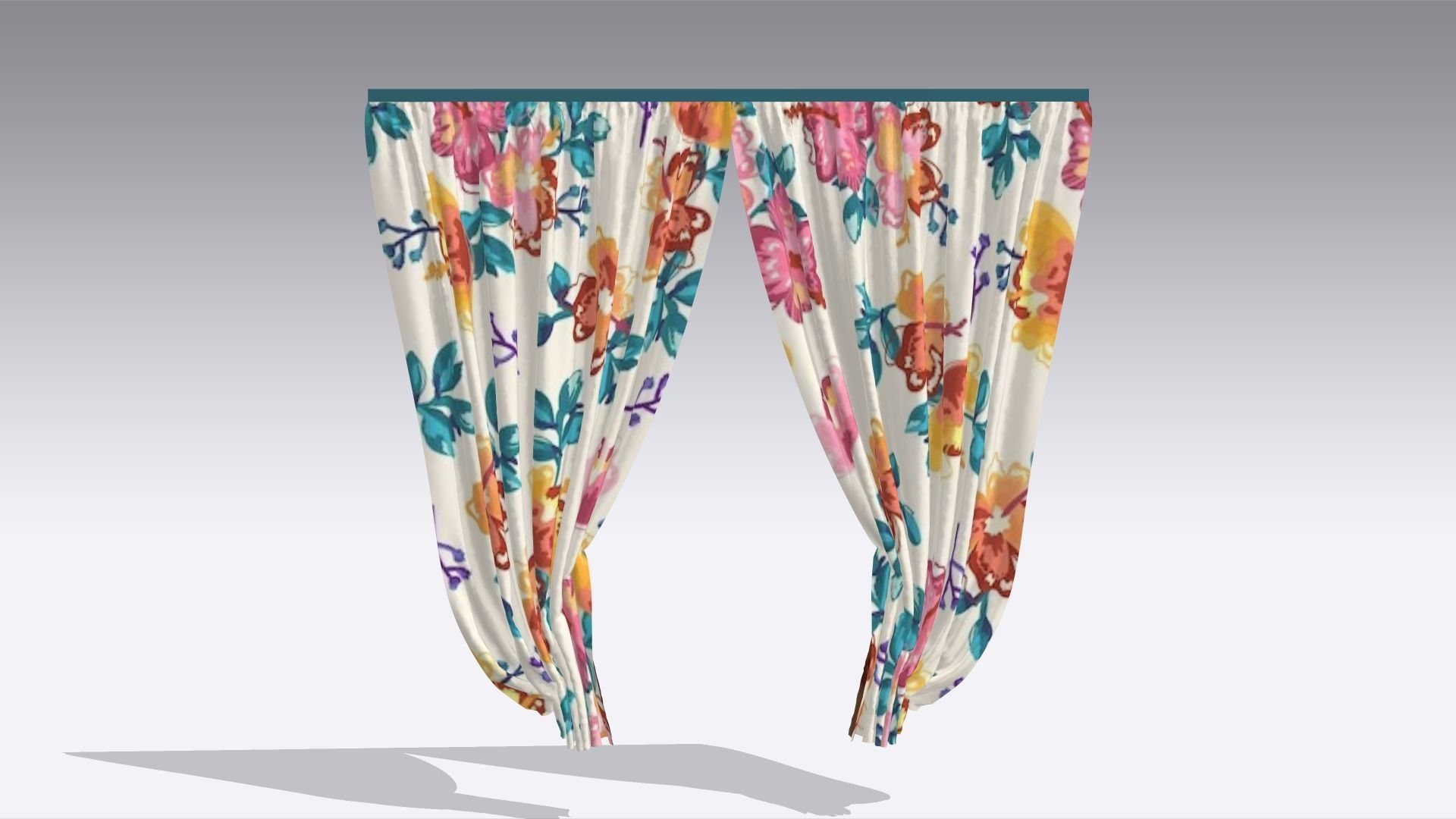 Curtain Low-poly 3D model_1