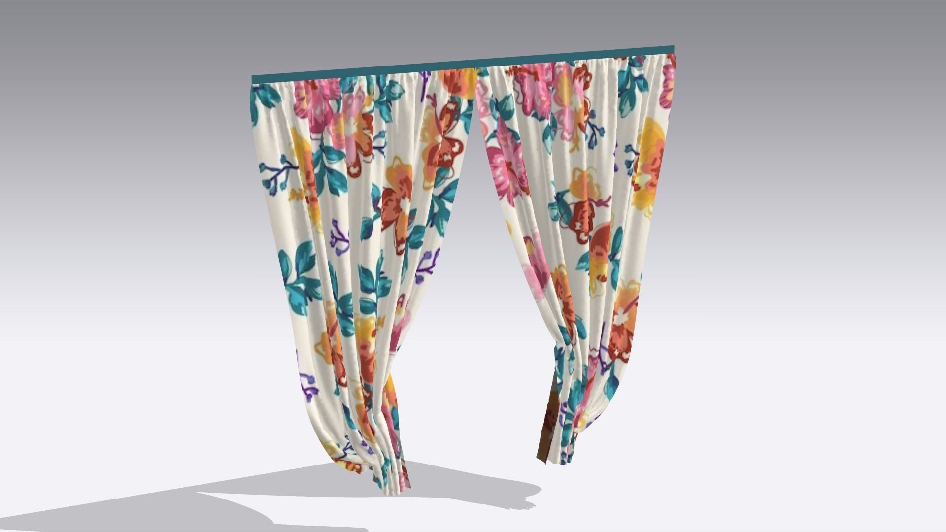 Curtain Low-poly 3D model_3