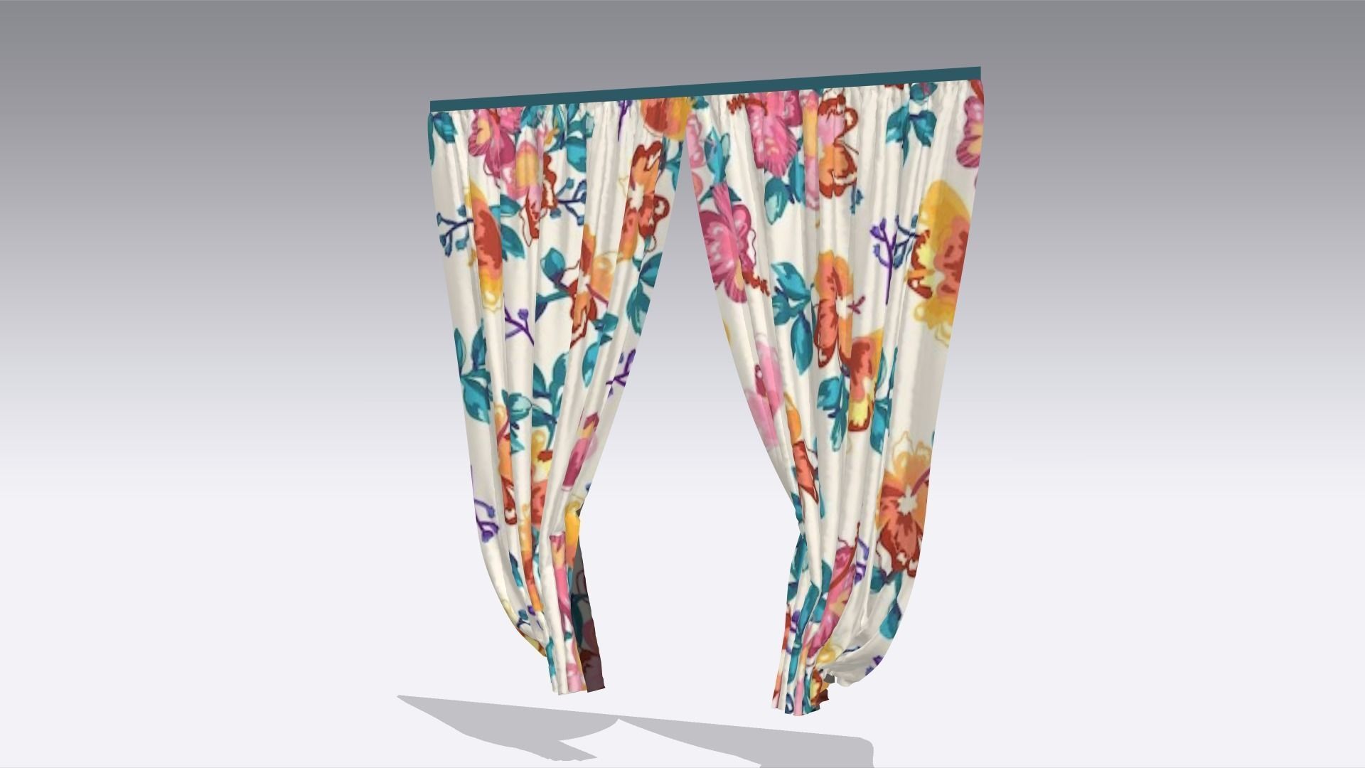 Curtain Low-poly 3D model_6