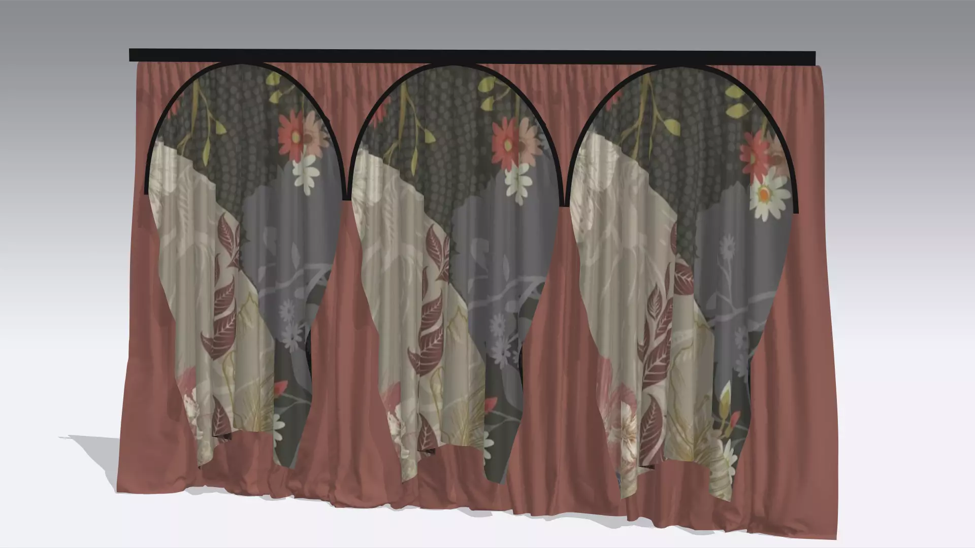Curtain Low-poly 3D model_0