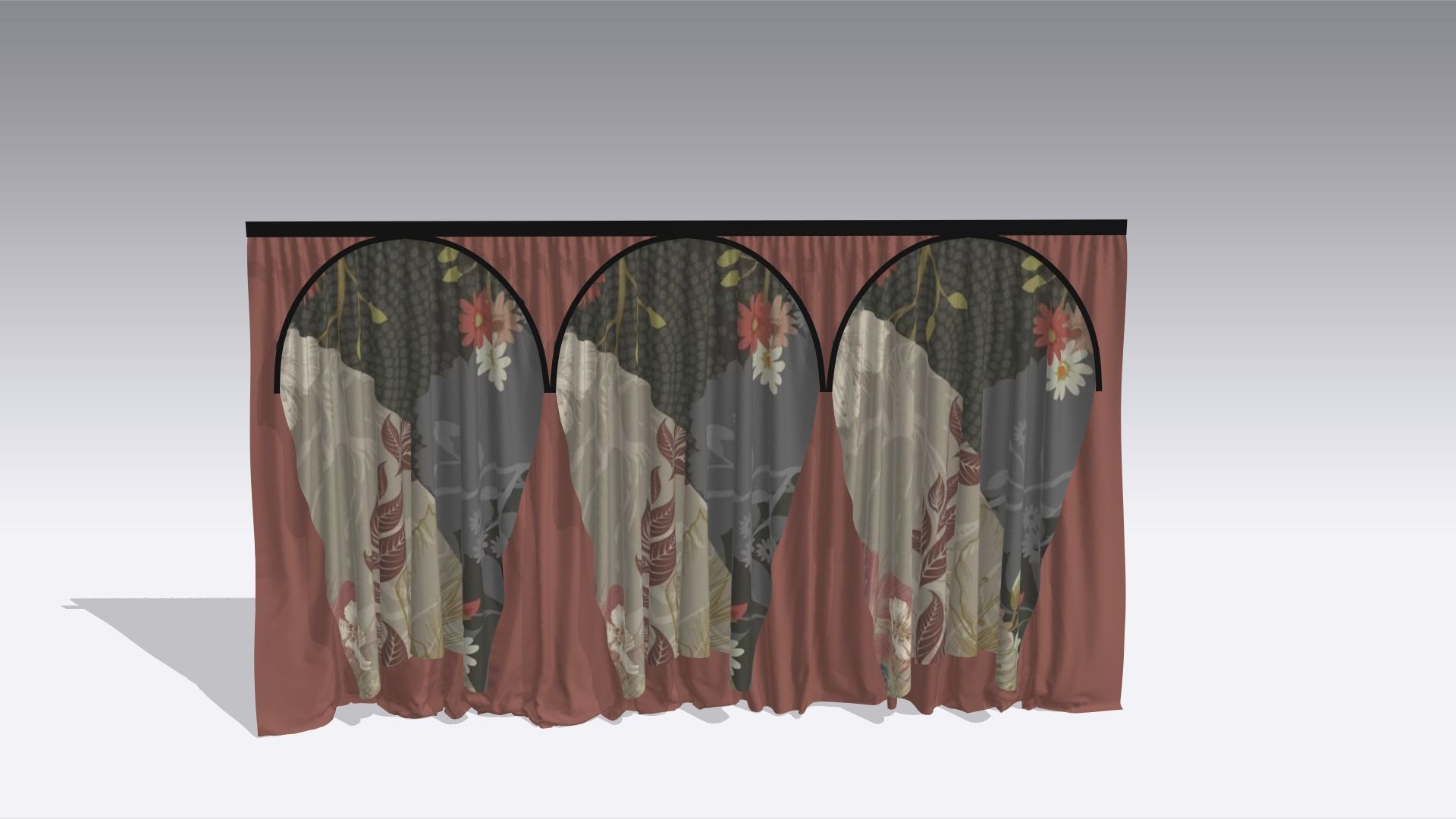 Curtain Low-poly 3D model_5