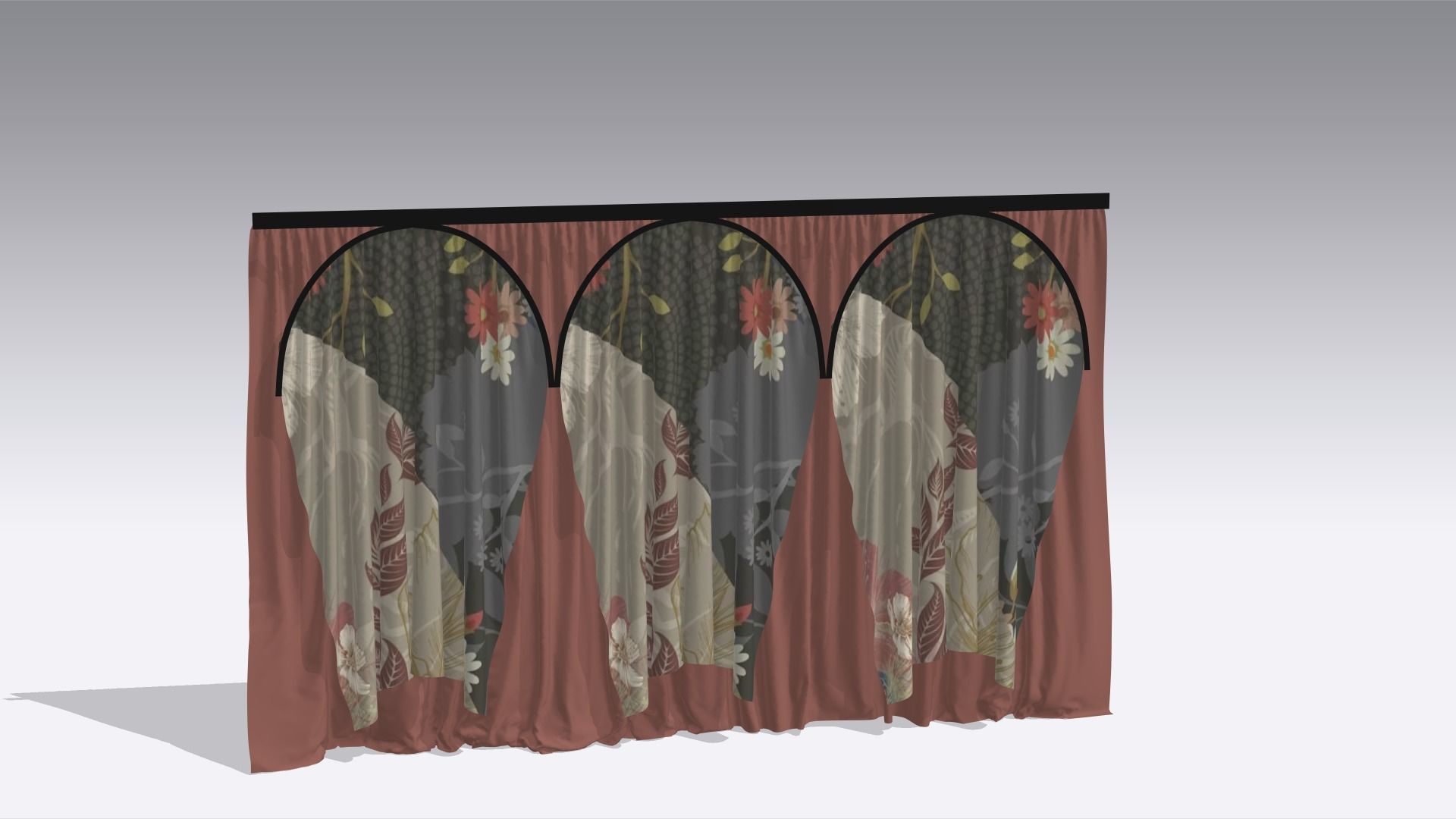 Curtain Low-poly 3D model_6