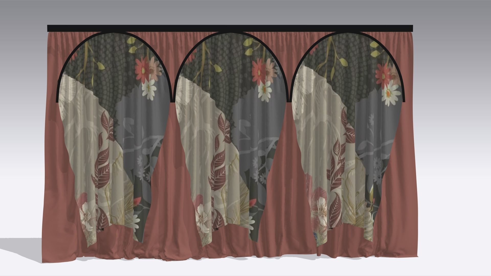 Curtain Low-poly 3D model_2