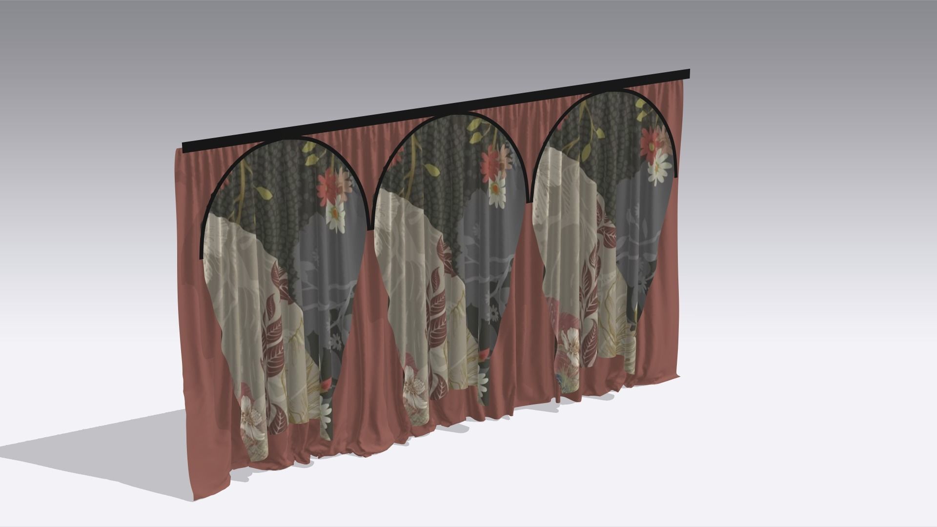Curtain Low-poly 3D model_3