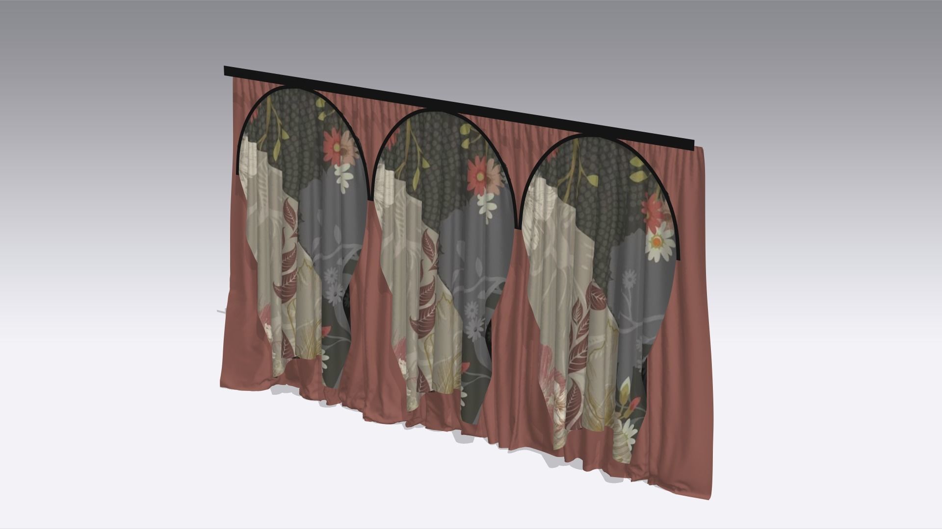 Curtain Low-poly 3D model_4