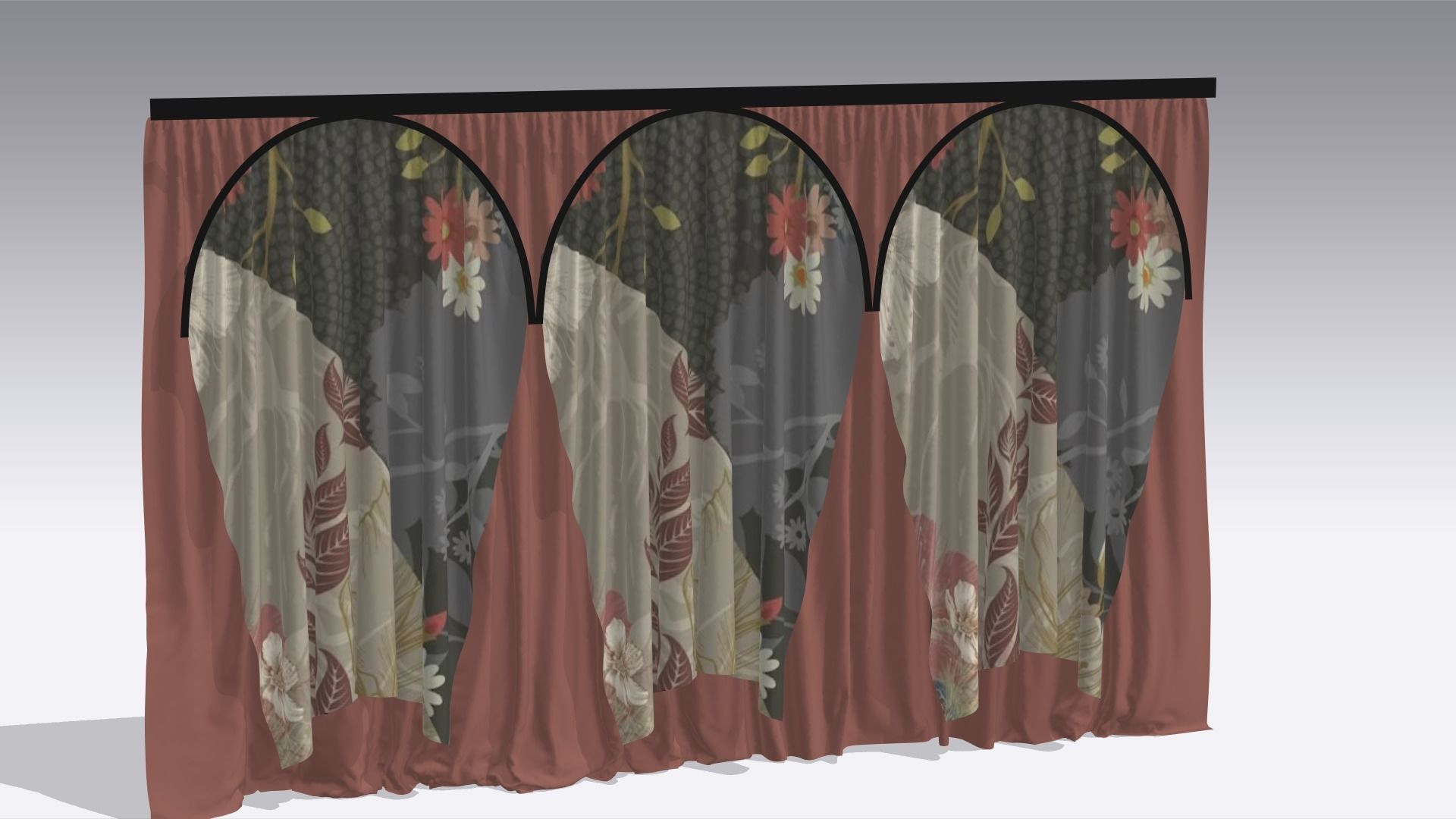 Curtain Low-poly 3D model_1